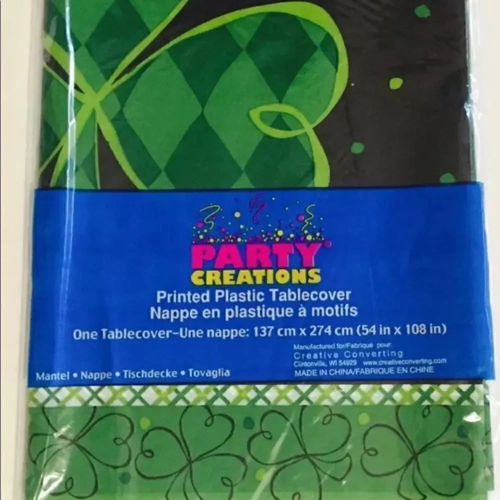 St Patrick’s Day Shamrock Plastic Tablecloth 54x108 Party Creations Clover